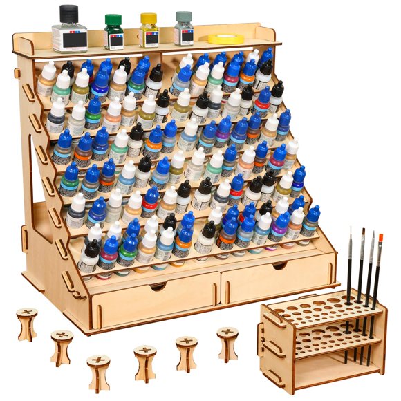 Organizador de pintura CACEJO para 105 botellas con portaescobillas y soportes