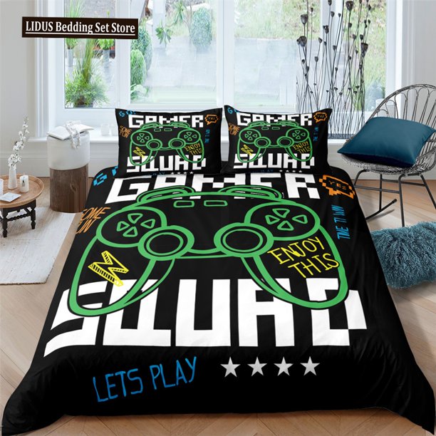 x2540 Bed Sheetsed Game Bedding Set Adults Teens Gamer Full Size Polyester Duvet Cover Set With Pillowcase Bedclothes 3-Piece Bedding Set (1 Duvet Cover + 2 Pillow Shams) nj2540