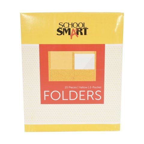 Folder School Smart Con 2 Bolsillos Y Cierres, 25 Unidades, Color Amarillo