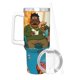 thumbnail image 3 of Buenos Tiempos Vaso aislado de acero inoxidable con asa, diseño temático, regalo para familia, amigos y fans; incluye pajita y encaja en el portavasos estándar, 40 oz, 3 of 6