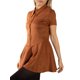 thumbnail image 1 of Jess de Meiko Vestido de Mujer Mangas Cortas Abotonado Cintura Baja Cuello Vestido Mini Acampanado L Naranja Quemado, 1 of 8
