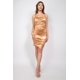 thumbnail image 1 of Saronite Vestido Mini de Fiesta Ajustado de Punto Elástico con Tirantes Ajustables y Fruncido, Color Piel (para Mujer), 1 of 5