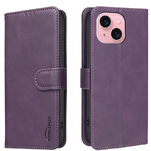 Funda Billetera para iPhone 14 Protección RFID y Soporte Ajustable Morado