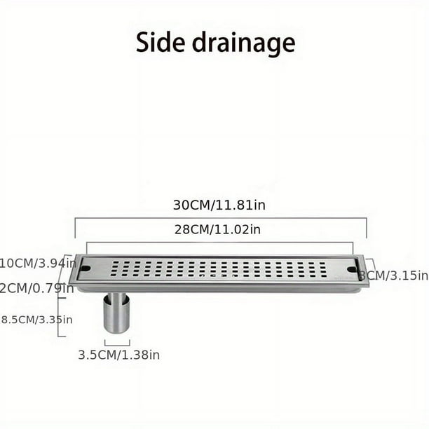 1 Set, 11.8" Linear Shower Drain With Removable Grate, Professional Brushed 304 Stainless Steel Rectangle Shower Floor Drain,Floor Shower Drain With Hair Strainer