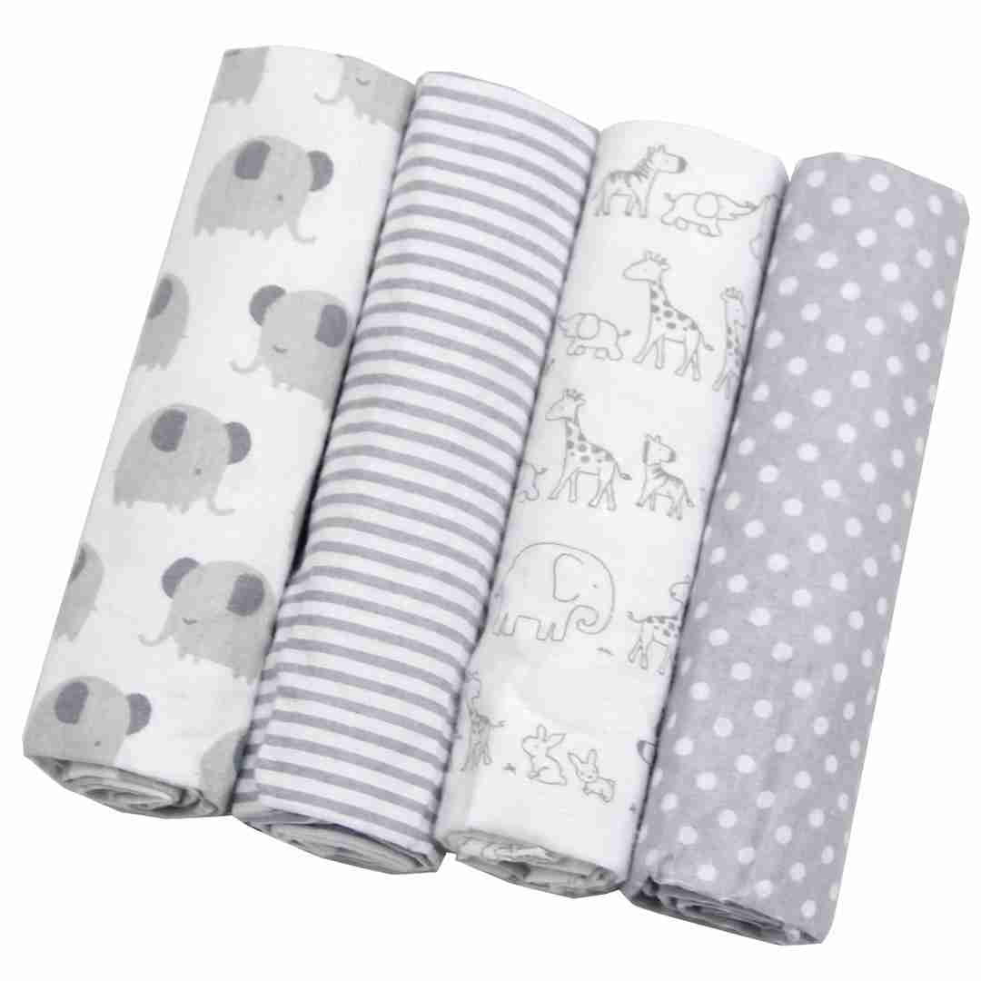 Set 4 Tutos Bebé Franela 100% Algodón 76 X 76 Cm Diseño 6 - BABYMINE