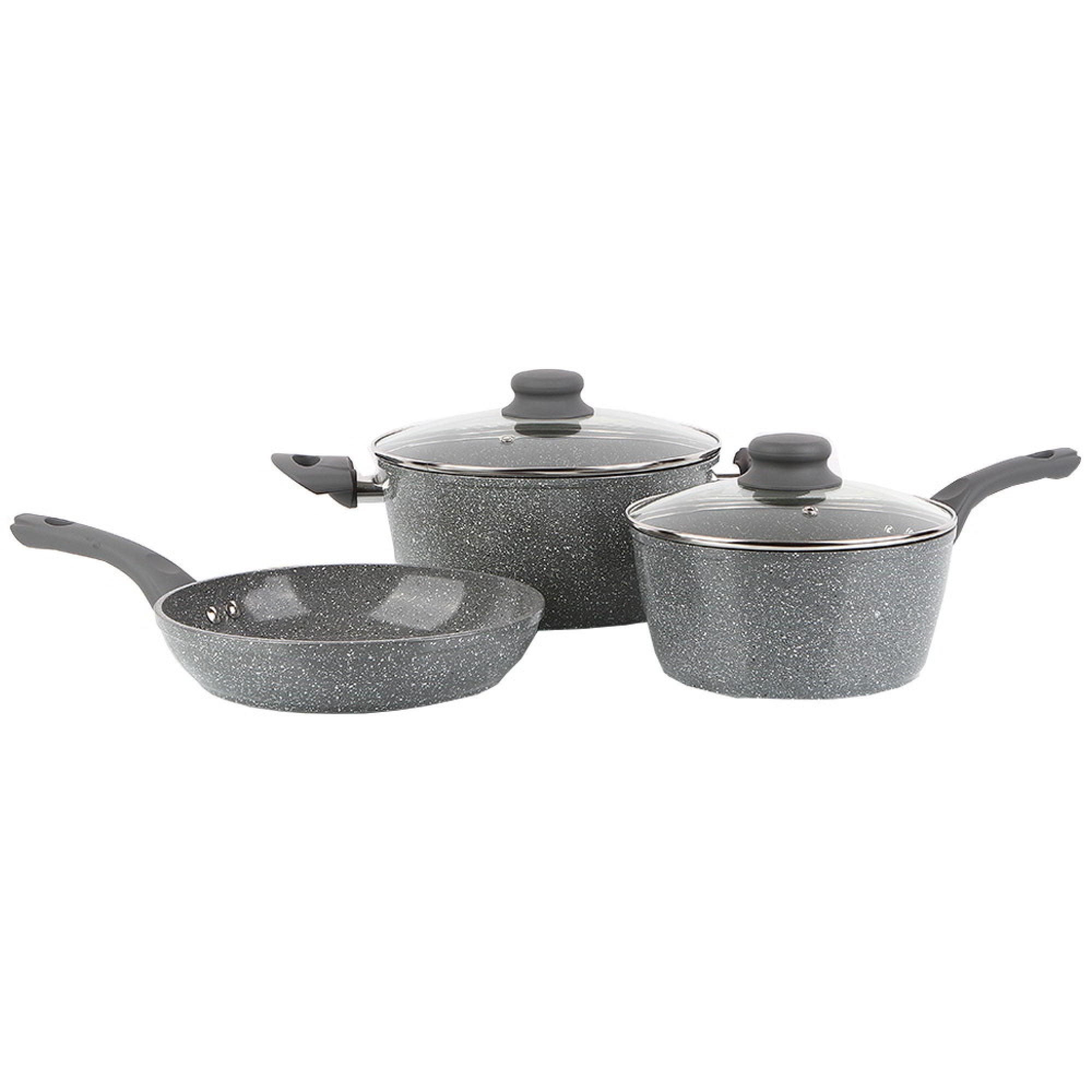 Batería de Cocina Con Revestimiento De Cerámica 5 Piezas Aluminio Forjado Marmoleado