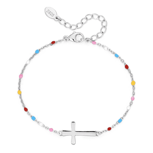 Pulsera Heshpaws S925 Sterling Silver Cross Ajustable Plata