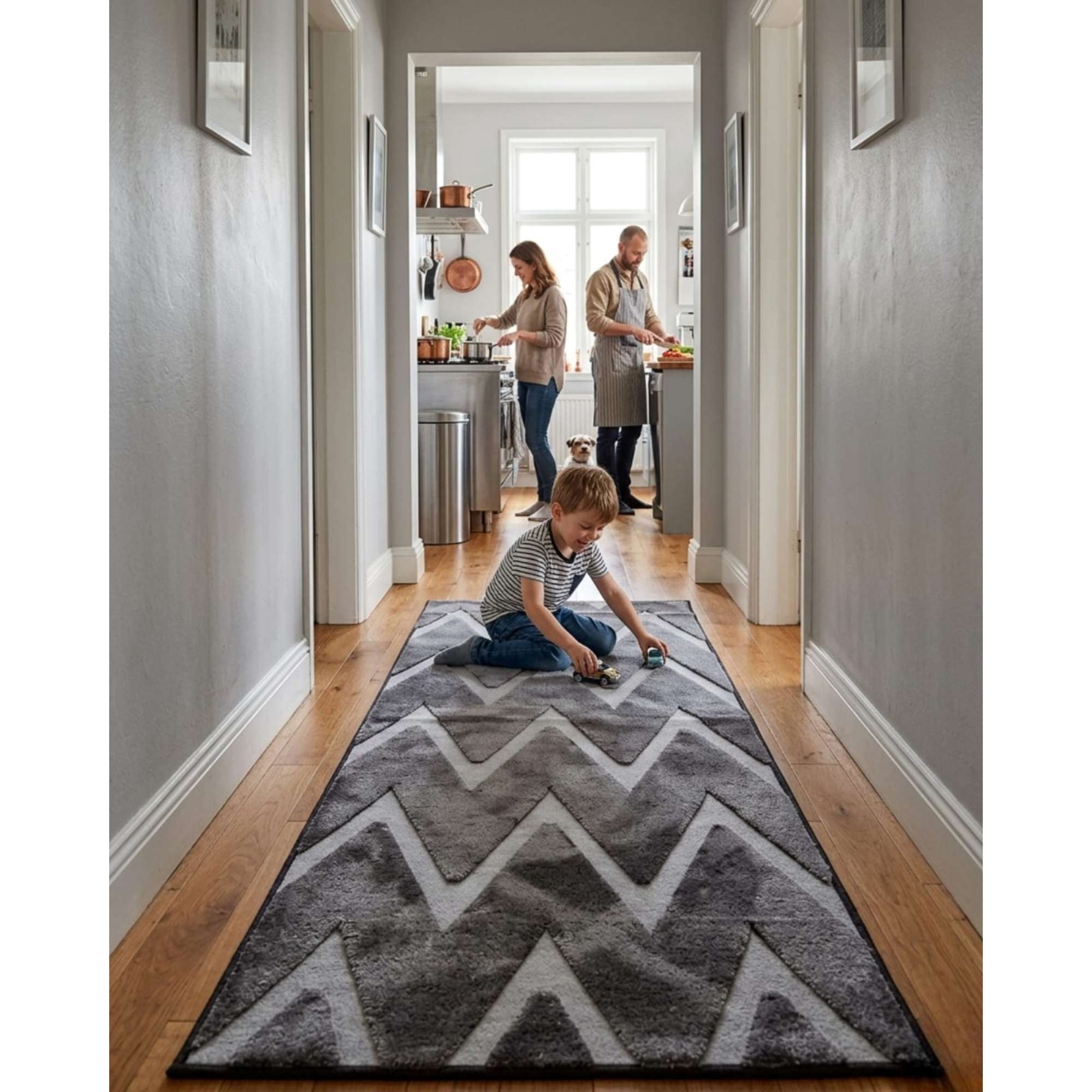 Mylhogar - Alfombra Pasillera Moderna Diseño Jacquard 60x160cm