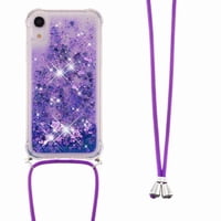 Funda Foxdock Para Iphone Xr Con Cuerda Ajustable, Brillo Líquido, Protección Antigolpes Y Lente – Ideal Para Regalo