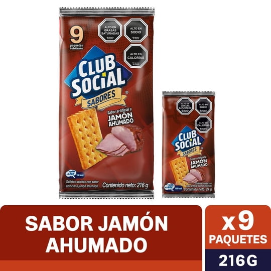 Galleta Salada Sabor Jamón Ahumado 216 g Club Social