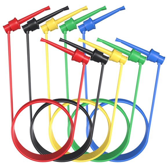 Gancho de prueba, clips, cables de prueba, 5 unidades, 50 cm, 20 AWG, silicona