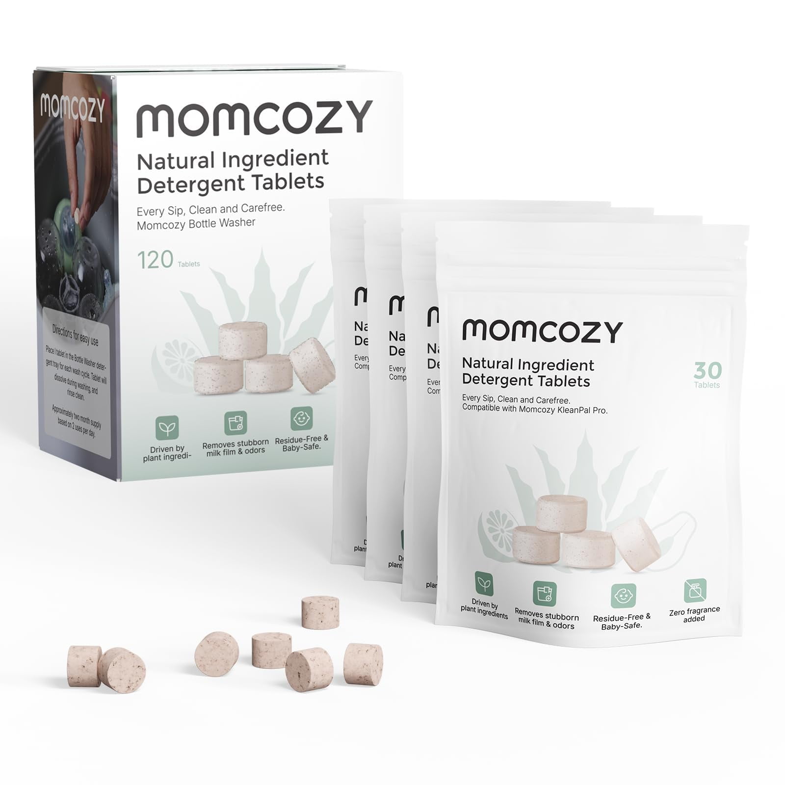 Tabletas Momcozy Natural Washing Block 120 Unidades