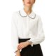 thumbnail image 1 of Edición INSPIRE CHIC Camisas de trabajo con cuello Peter Pan con volantes dulces para mujer M Blanco, 1 of 8