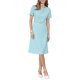 thumbnail image 2 of INSPIRE CHIC Vestido de Mujer Línea A Manga Corta Cuello Asimétrico Elegante Vestidos de Trabajo Empresarial con Cinturón 2XL Azul Claro, 2 of 5