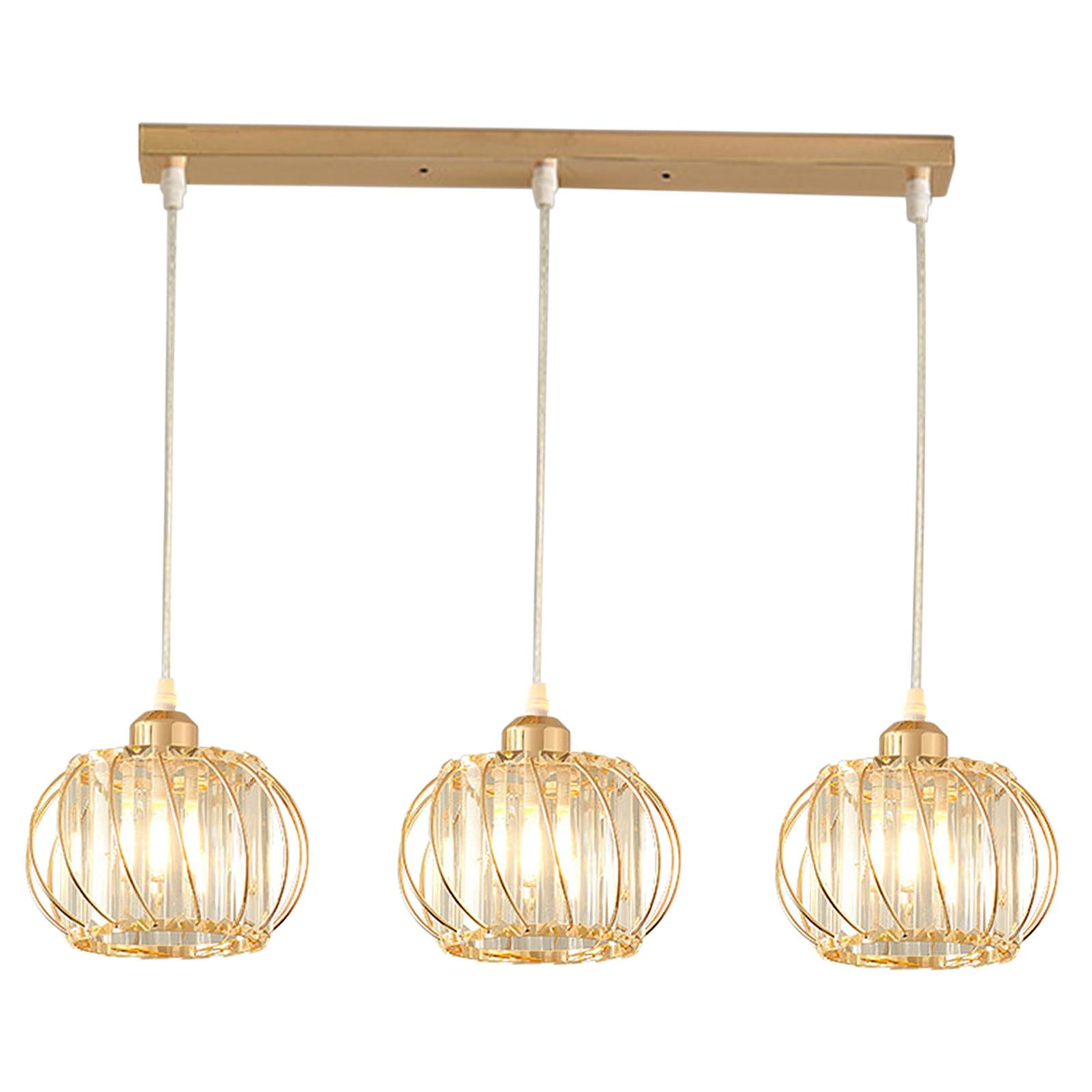 Magideal - Iluminación Colgante De 3 Luces Iluminación Colgante De Techo De Cristal Dorado Moderno, Lámpara Colgante Ajustable Para Isla De Cocina, Comedor, Dorm Base De La Tira
