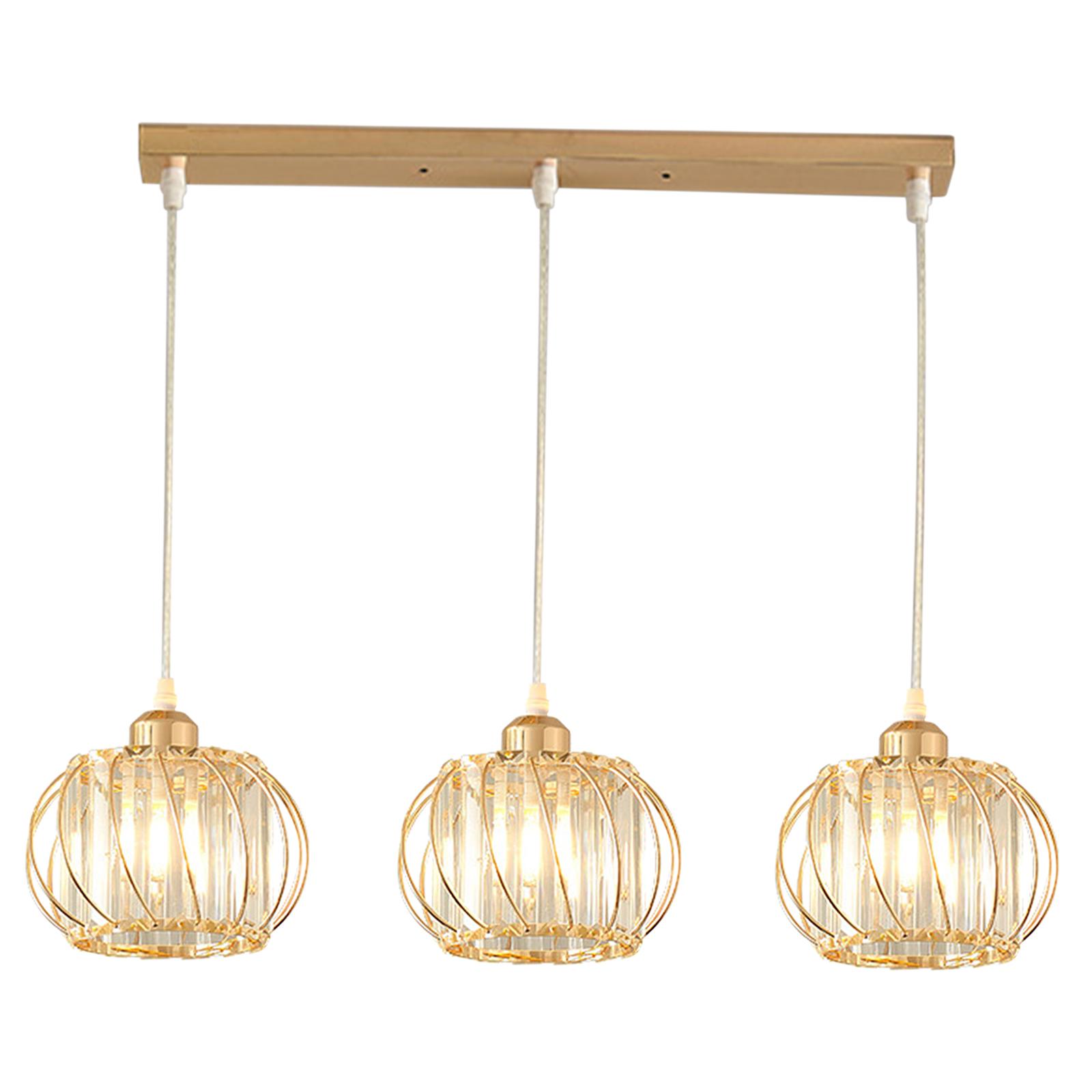 Magideal - Iluminación Colgante De 3 Luces Iluminación Colgante De Techo De Cristal Dorado Moderno, Lámpara Colgante Ajustable Para Isla De Cocina, Comedor, Dorm Base De La Tira
