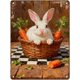 thumbnail image 1 of Letrero estaño metal conejo Pascua vintage conejo flor huevo primavera arte pared hogar granja cocina dormitorio 20x30cm, 1 of 6