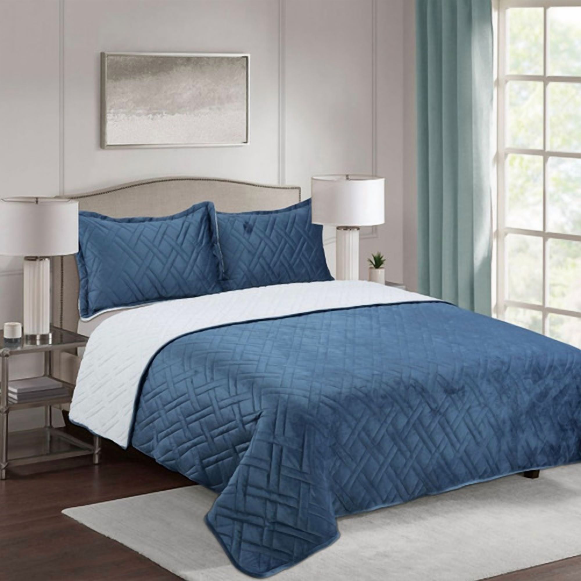 Plumon Andes Chiporro Velvet Azul 2 Plaza