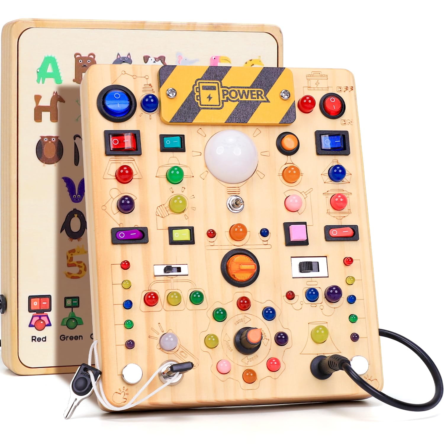Tablero Sensorial Montessori Harvow Para Niños Pequeños Con 19 Interruptores Led