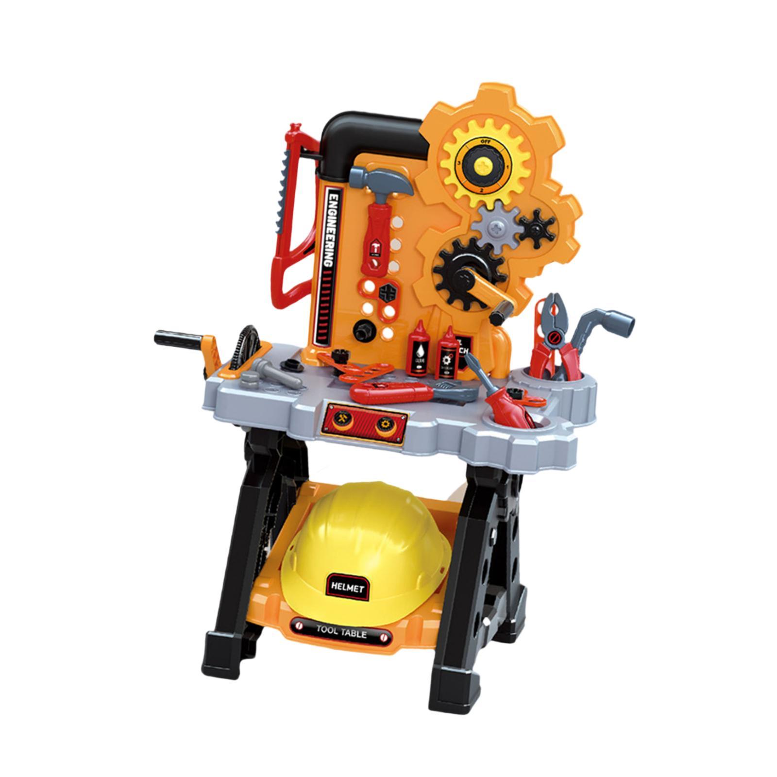Bothyi - Banco De Herramientas Para Niños, Banco De Trabajo Para Niños, Juguete Para Reconocimiento De Formas, Pensamiento, Motricidad Fina, Amarillo Con Sombrero
