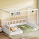 thumbnail image 2 of Twin Size Canopy Bed Frame with Guardrails for Kids,Floor Bed Twin with Four Poster Design,Kids Montessori Floor Bed,Wood Canopy Bed Frame for Girls,Boys(Twin,White), 2 of 3