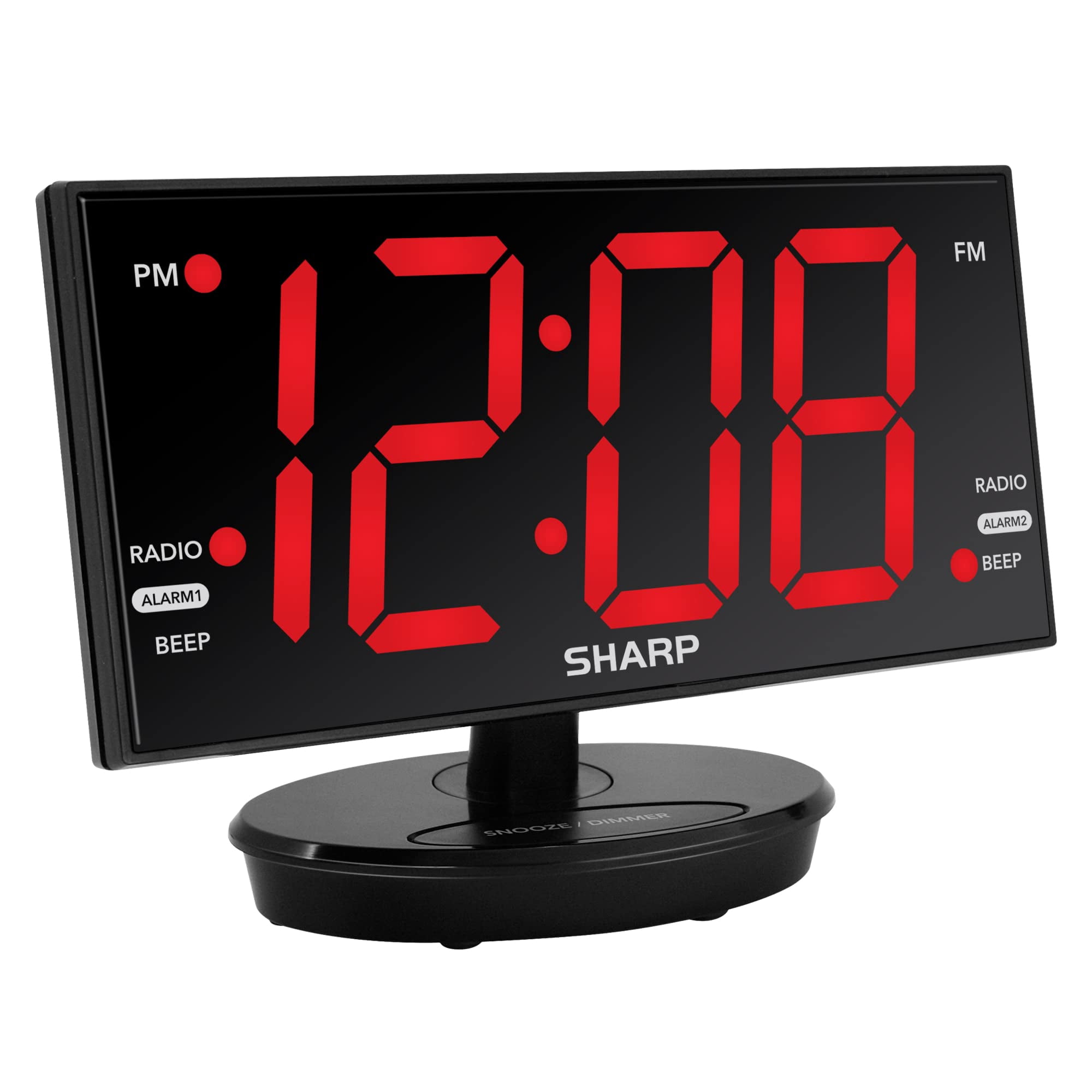 Radio Fm Clock Sharp Led De 8.9 Pulgadas, Inclinable Y Giratoria, Doble Usb, 110 V