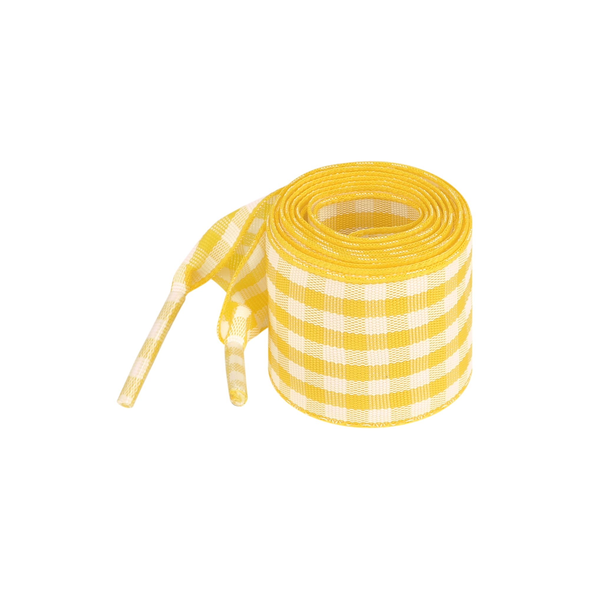 Inspire Chic Cordones Anchos Planos A Cuadros De Tela Cinta A Cuadros Fantásticos Para Zapatillas Deportivas 2 Pares Amarillo 80cm/31.5