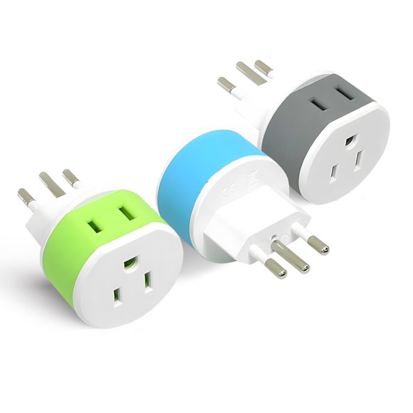 Adaptador de enchufe de viaje OREI Brasil tipo N con 2 entradas de EE. UU., paquete de 3