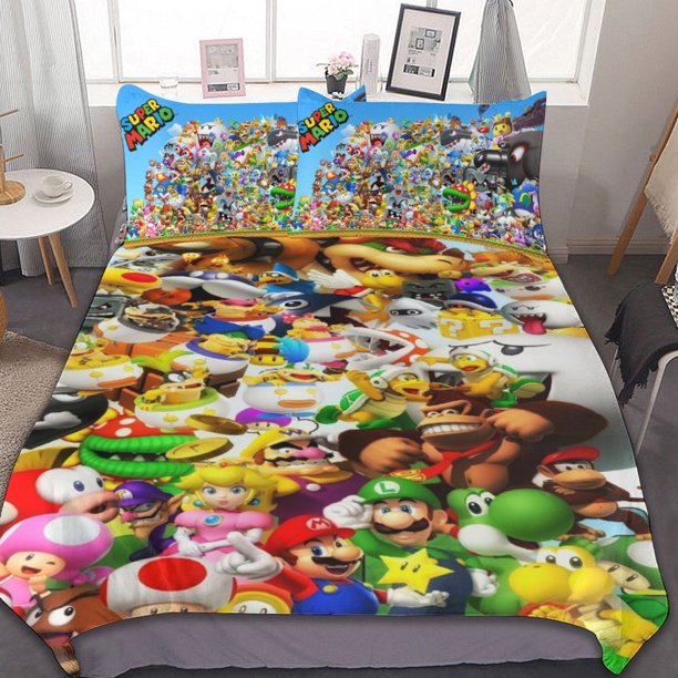 Mario Duvet Cover Set 3-Piece Bedding Set Soft Warm And Comfortable Soft Bed Set for Bedroom All Season Bed Sheets