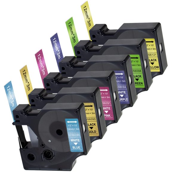 Cinta adhesiva Lonitul, paquete de 6 unidades, compatible con Dymo D1 COLORPOP!