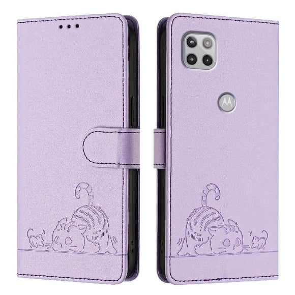 Funda tipo cartera FOXDOCK para Motorola MOTO ONE 5G ACE 2021 con soporte, ranuras, RFID, diseño de gato