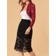 thumbnail image 5 of INSPIRE CHIC Bolero Abierto de Encaje Floral Transparente para Mujer, Cárdigan Corto M Rojo Oscuro, 5 of 7