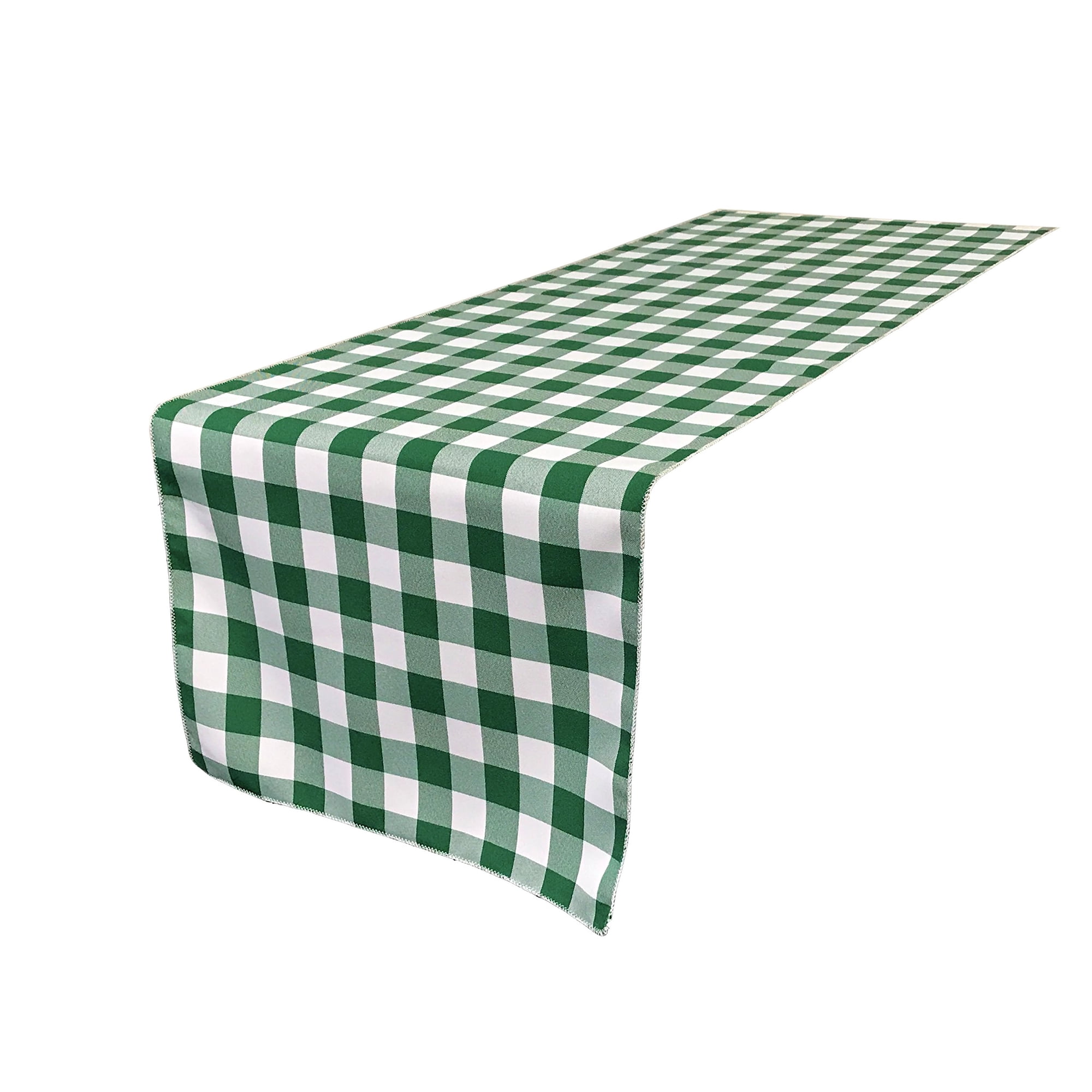 Table Runner La Linen, Poliéster, 35 X 275 Cm, A Cuadros, Verde Y Blanco