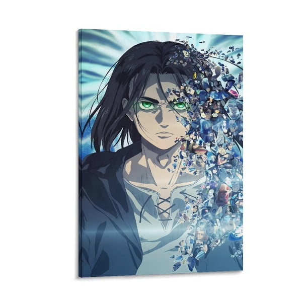 Ataque a los Titanes Cuadro decorativo colgante - Arte de pared - Póster enmarcado - Decoración de pared - Regalos para familia, amigos y aficionados 40*60 cm