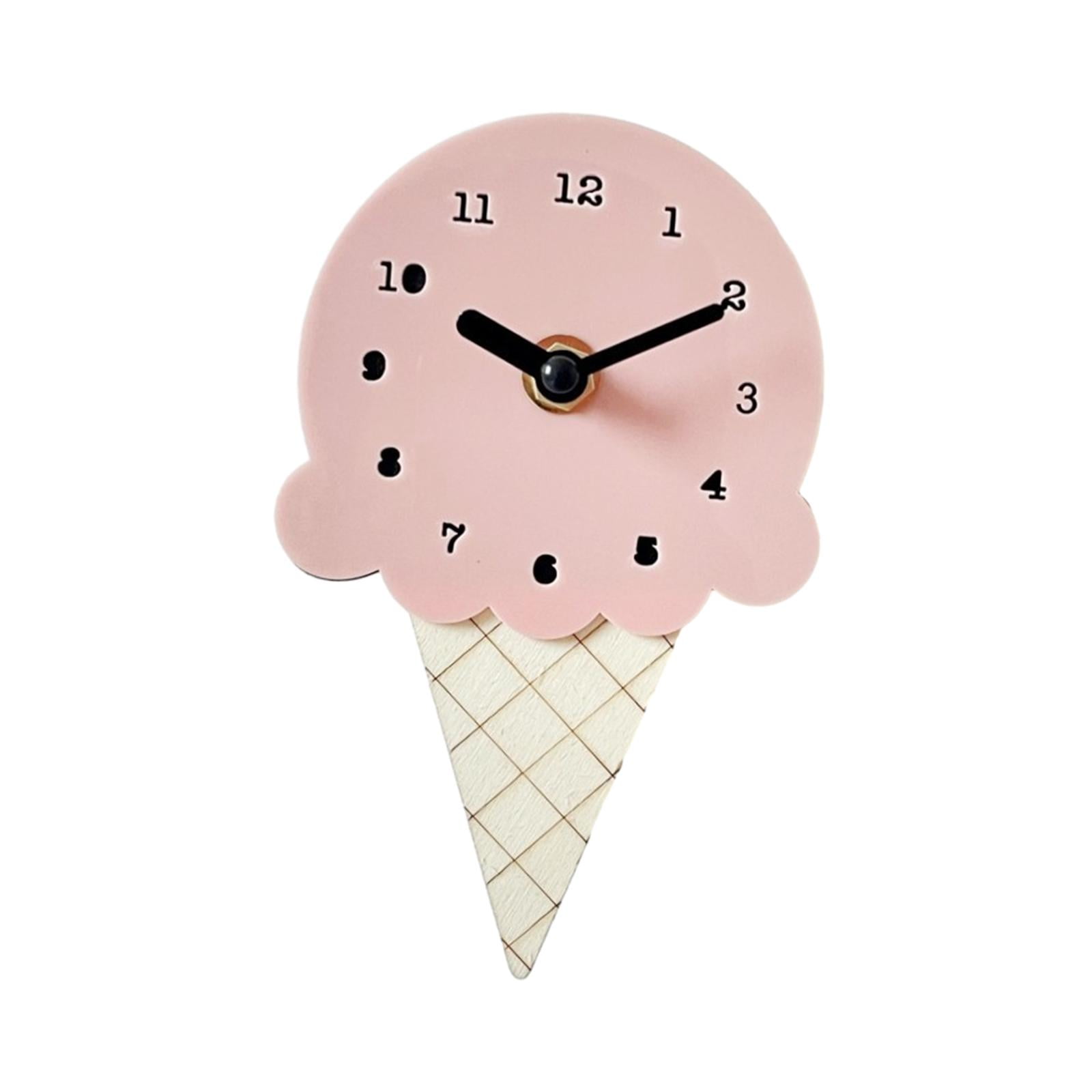Magideal - Mini Reloj De Pared, Reloj Colgante De Helado, Decoración Nórdica Para El Hogar De Dibujos Animados, Reloj Silencioso, Reloj De Dormitorio, Decoración Rosa