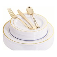 Badim - Platos Desechables Elegantes Fiesta 10 Personas 50 Pcs