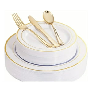 Badim - Platos Desechables Elegantes Fiesta 10 Personas 50 Pcs
