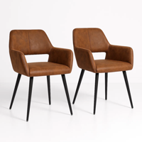 Klik Muebles - Pack De 2 Butacas Burgos Ecocuero Vintage Café Oscuro