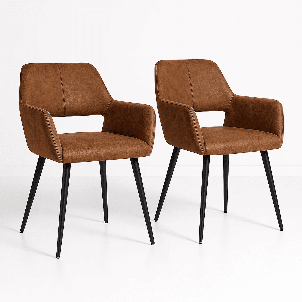 Klik Muebles - Pack De 2 Butacas Burgos Ecocuero Vintage Café Oscuro