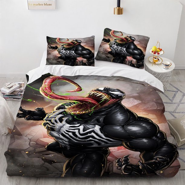 3D Printed Venom Bedding Set, Quilt Duvet,Venom Peripheral Family Decoration Home Warm Textile Cover Bedclothes Set