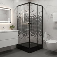 Joytek - Shower Door Recto Mosaic Black 70X70X199 Cm (Incluye Receptáculo)