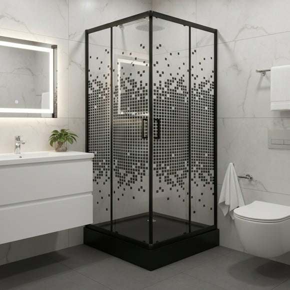 Shower Door Recto Mosaic Black 70x70x199 Cm (incluye Receptáculo)