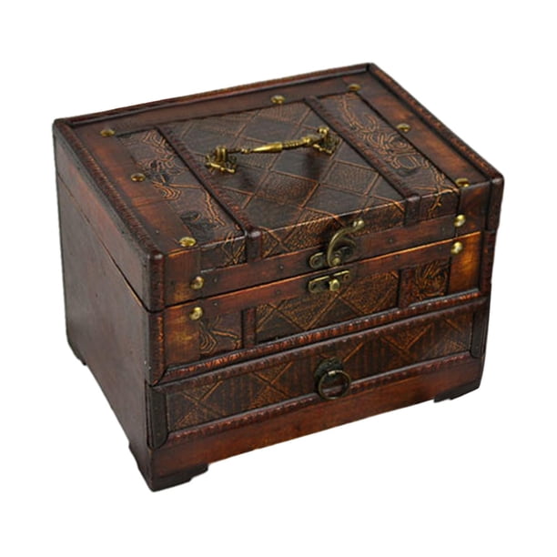 Caja de Joyería de Madera, Caja de Almacenamiento Decorativa para Mujeres, Niñas, Regalos para Mamá, Múltiples Compartimentos, Estuche Protector para Estilo D