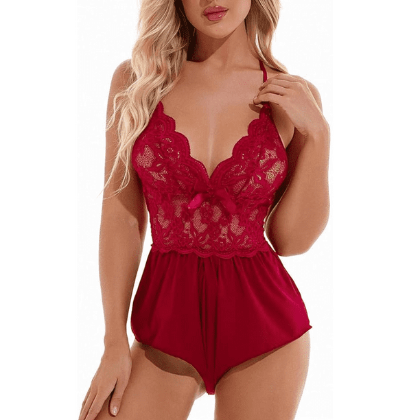 Lenceria Erotica De Encaje Babydolls Completo con abertura Entrepierna