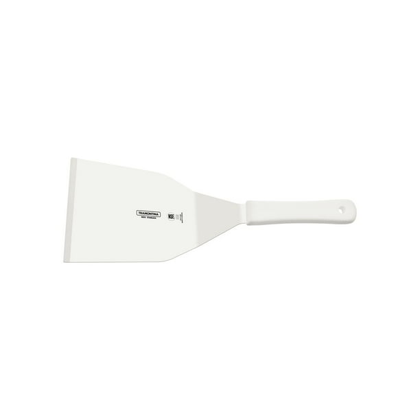 Espátula para Hamburguesas Tramontina Profesional con Lámina en Acero Inoxidable y Mango de Polipropileno Blanco 7x4,1/4"