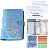 Magideal - Práctico Cuaderno A6 Con 12 Uds. De Bolsillos Con Cremallera, Organizador, Carpeta, Hoja De Presupuesto, Pegatinas De Etiquetas Para Presupuesto De Vi Azul