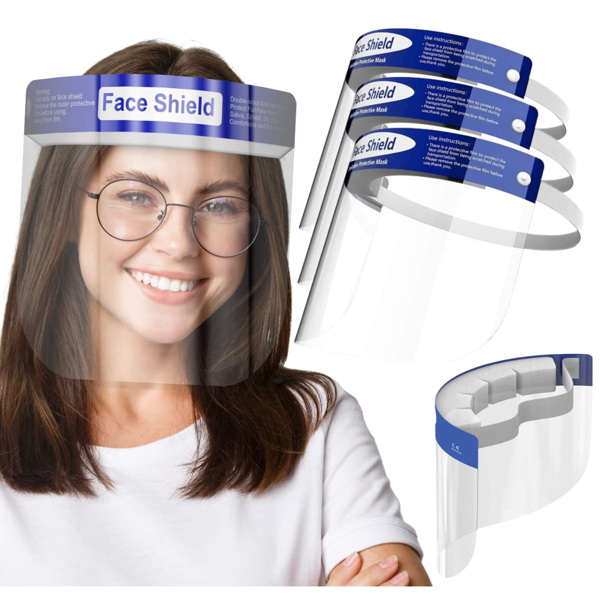 Protector Facial Medical Nation, Paquete De 10 Unidades, Transparente, Antivaho, Reutilizable