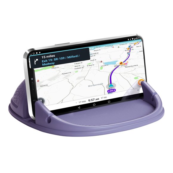 Soporte de teléfono de coche Loncaster de silicona para salpicaderos, color morado