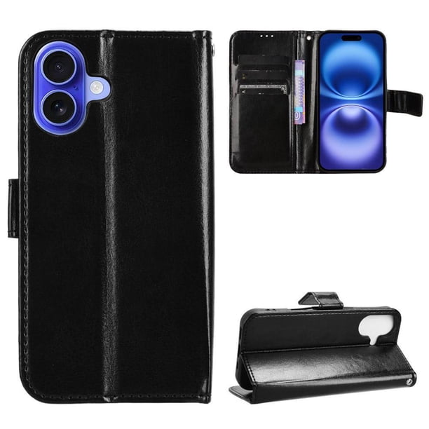 Funda tipo libro para iPhone 17, cartera todo‑en‑uno, funda multifuncional con tarjetero y correa de muñeca desmontable