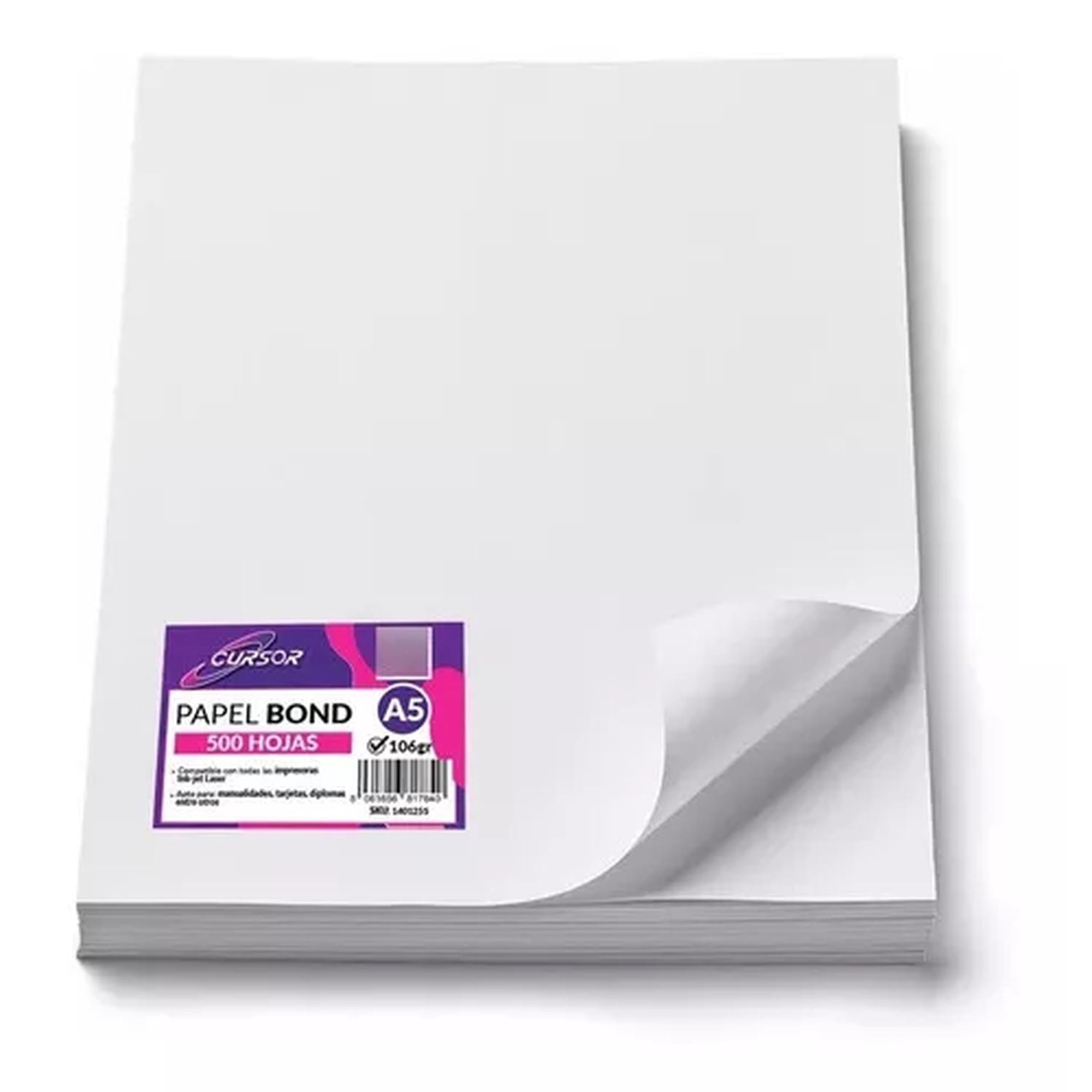 Cursor - Papel Bond 106 Grs. Tamaño A5 500 Hojas Agendas